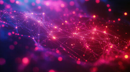 Obraz premium Abstract network background with glowing nodes and vibrant colors