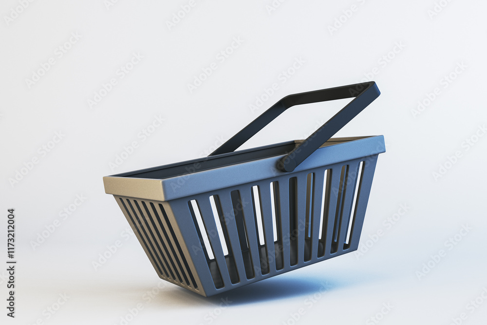 Poster minimalist shopping basket with modern design on white background. 3d rendering