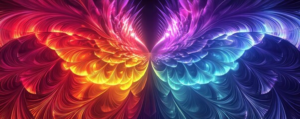 Obraz premium Feather abstract background concept. Vibrant abstract design featuring colorful swirling patterns and elegant shapes.