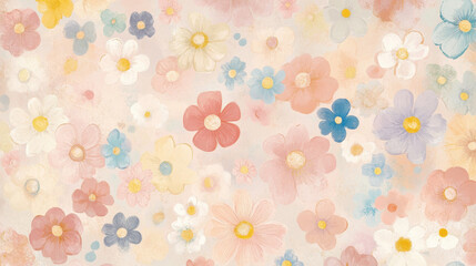 Pastel Dream: A gentle watercolor floral pattern. Soft pastel hues and delicate flower shapes create a dreamy, romantic atmosphere. Perfect for backgrounds, textiles.