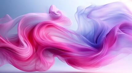 Obraz premium Abstract pink purple flowing fabric, swirl design, light background, website banner.