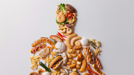 human figure made out of various food, healthy food concept