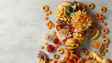 human figure made out of various food, healthy food concept