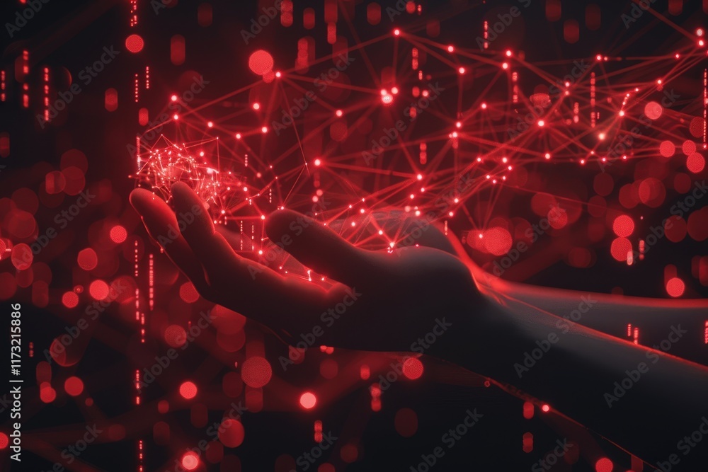 Poster digital transformation hand of technology abstract environment visual art futuristic concept
