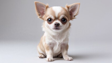 Obraz premium A Small Adorable Chihuahua Puppy with Large, Expressive Eyes and Fluffy Ears, Exuding Cuteness and Playfulness in a Soft, Endearing Pose