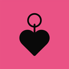 Heart-Shaped Keychain Silhouette vector Ai Generated