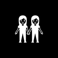 Twin Girls Holding Hands
