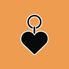 Heart-Shaped Keychain Silhouette vector Ai Generated