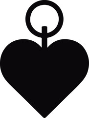 Heart-Shaped Keychain Silhouette vector Ai Generated