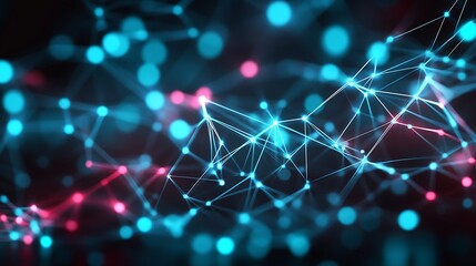 Abstract Network of Glowing Points and Lines