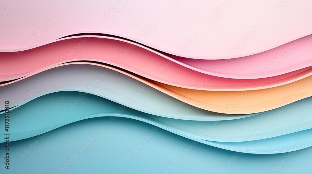 Poster pastel abstract background idea. colorful waves of paper create a dynamic and artistic backdrop or t