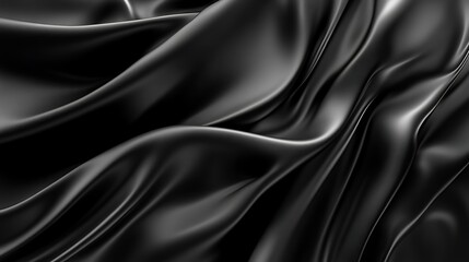 Fototapeta premium Elegant black fabric drapes; luxurious textile background.