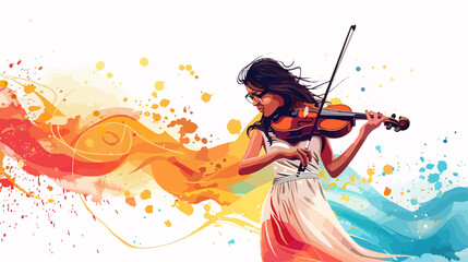 Elegant Female Violinist Performing on Stage