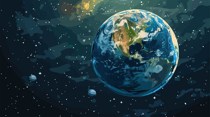 Earth Planet in Space Against Illustration B