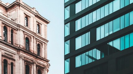 Obraz premium remix culture concept. Contrast of Architectural Styles in Urban Setting