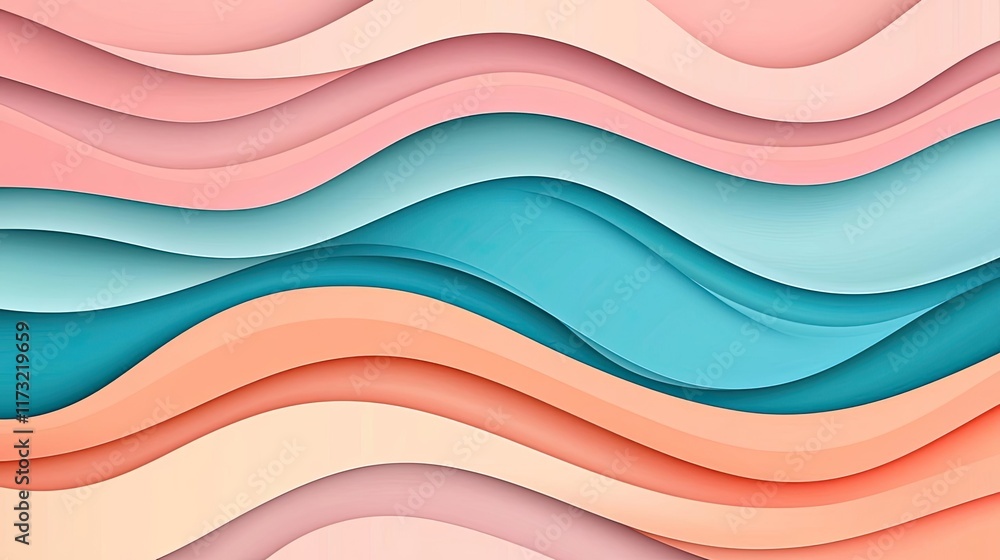 Poster pastel abstract background idea. colorful abstract waves create a serene and modern visual effect fo