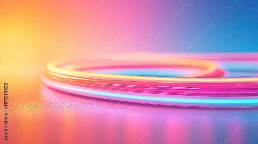 Poster neon abstract background concept. vibrant neon rings creating an abstract and colorful background de