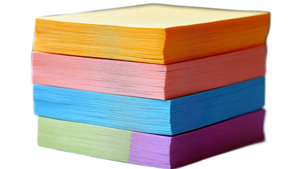 Colorful Post-it Notes Stack: A vibrant stack of sticky notes in various colors, ready for your next brainstorming session. The perfect visual for organization, creativity, and productivity.  