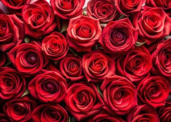 Elegant Red Rose Composition: Patterned Floral Design on White Background