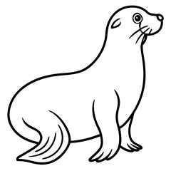 Cute Silhouette of a Sea Lion line art vector cartoon illustration
