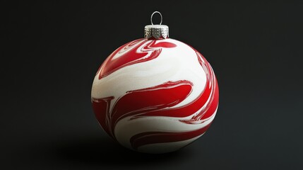 Stunning Red and White Swirl Christmas Ornament