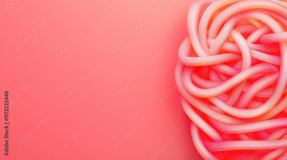 Poster neon abstract background concept. colorful abstract pattern with intertwined lines on a pink backgro