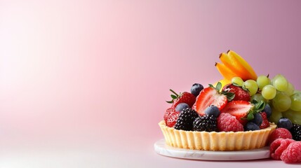 Vibrant Fresh Fruit Tart with Colorful Berries and Delicious Cream