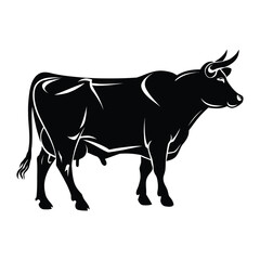 Beautiful Cow silhouette vector art work with white background
