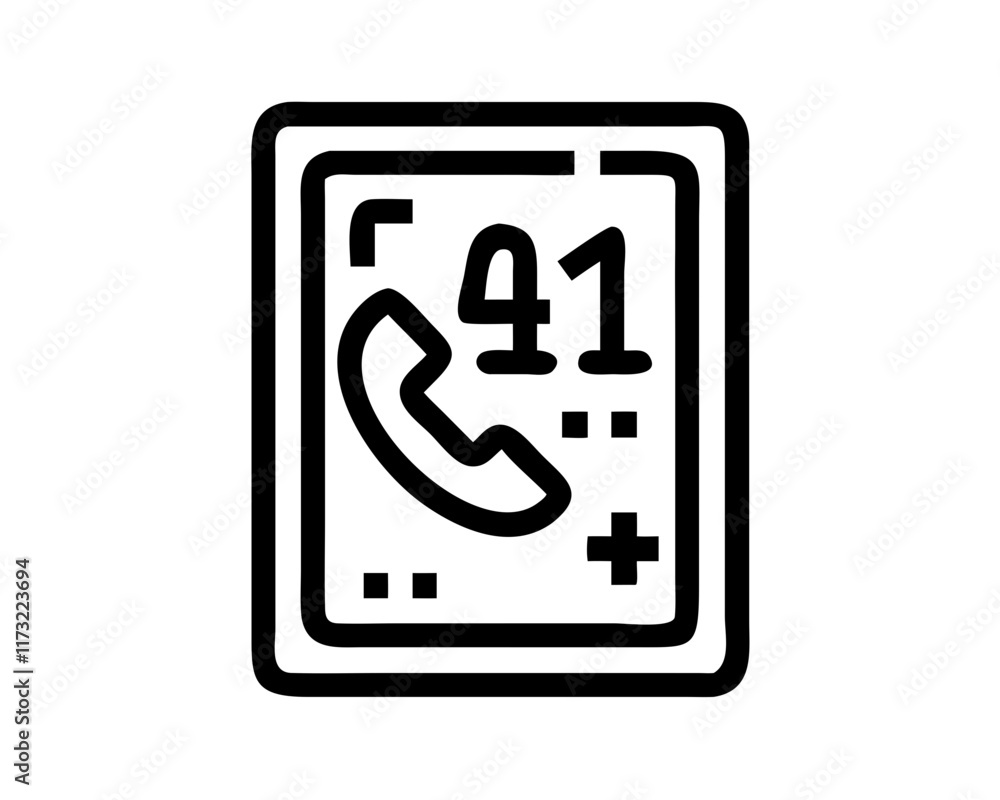 Poster outline phone contact card icon for communication and networking