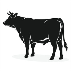 Beautiful Cow silhouette vector art work with white background