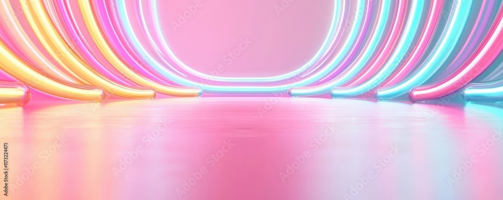 Aufkleber neon abstract background concept. vibrant neon tubes in a colorful abstract space creating a futuris