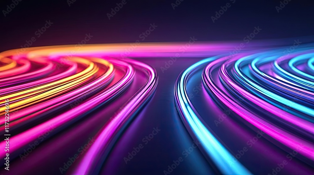 Poster neon abstract background concept. vibrant neon light trails creating a dynamic and futuristic abstra