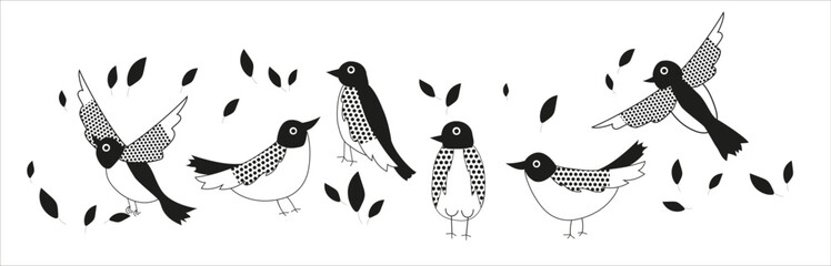 pattern, birds in different positions