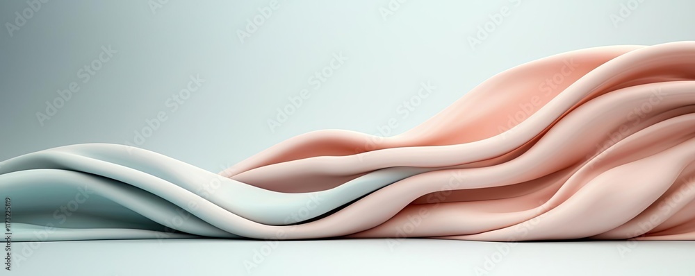 Poster pastel abstract background idea. elegant waves of fabric in soft pastel colors creating a tranquil a