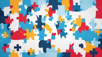 Colorful puzzle pieces forming an abstract pattern.  A vibrant and symbolic image. world autism awareness day theme