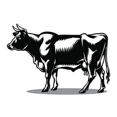 Beautiful Cow silhouette vector art work with white background