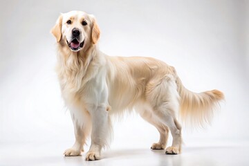 English Cream Golden Retriever Full Body, White Background - Studio Photography