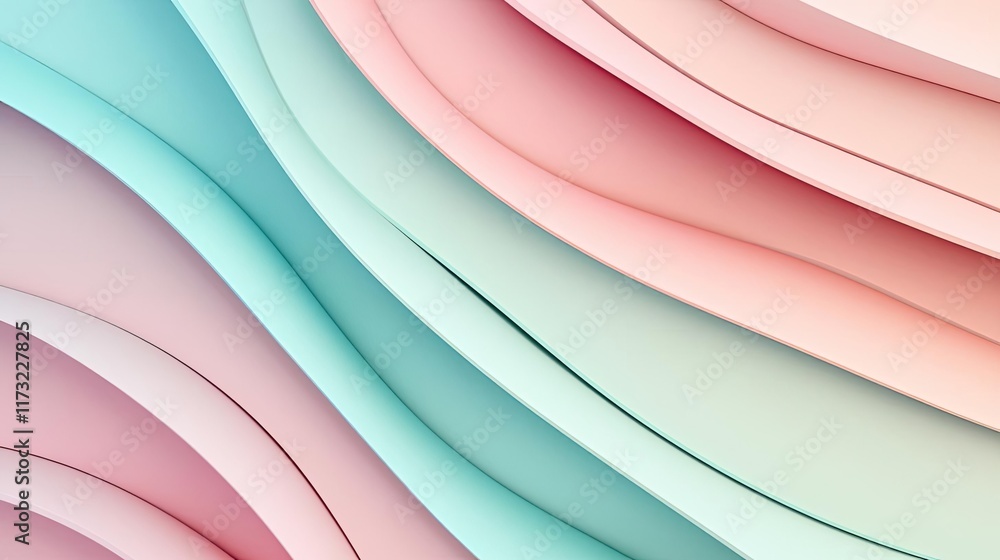 Poster pastel abstract background idea. elegant layered waves in soft pastel colors create a serene and cal