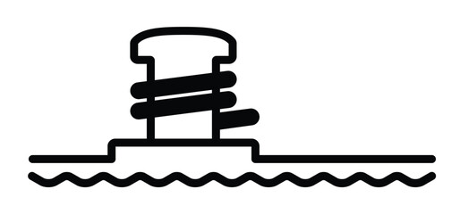Cartoon mooring posts, or bollards icon. For ship, boat, ferry or mooring boats. Marine bollard for boats or yachts mooring. For rope tied on pier. Boat tools. Haven or port and bollard angled logo © MarkRademaker