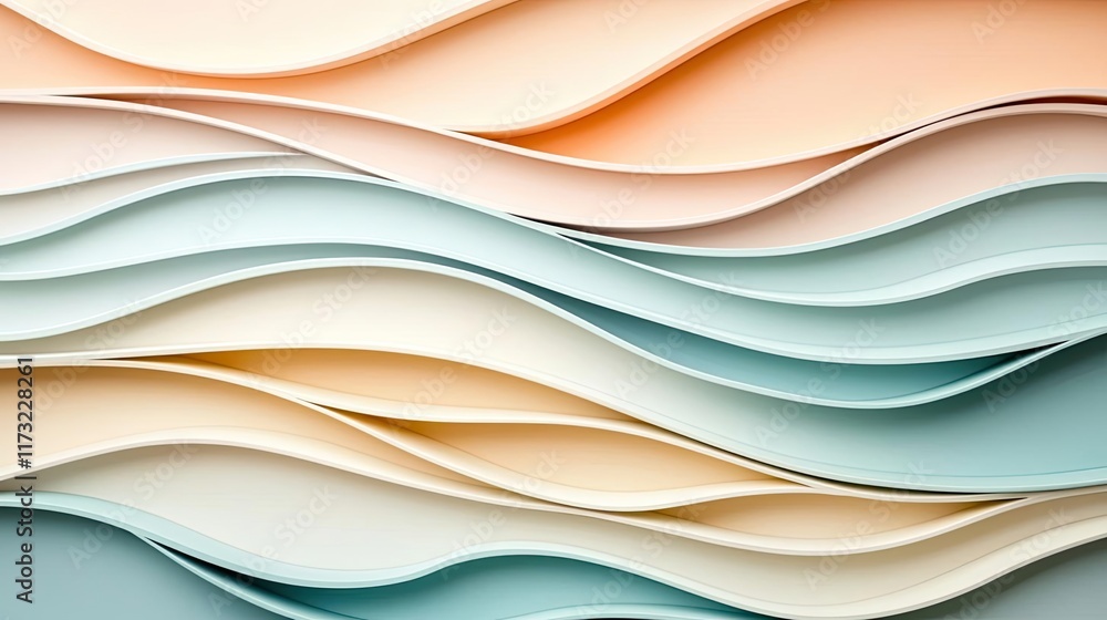 Poster pastel abstract background idea. abstract layered textures of soft waves in pastel colors create a s