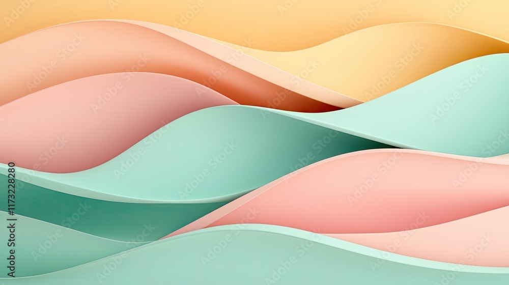 Aufkleber pastel abstract background idea. colorful abstract waves in soft pastel shades creating a soothing v