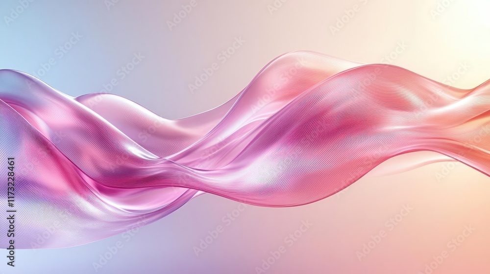 Poster pastel abstract background idea. soft flowing ribbons of pink and blue creating a serene abstract ba