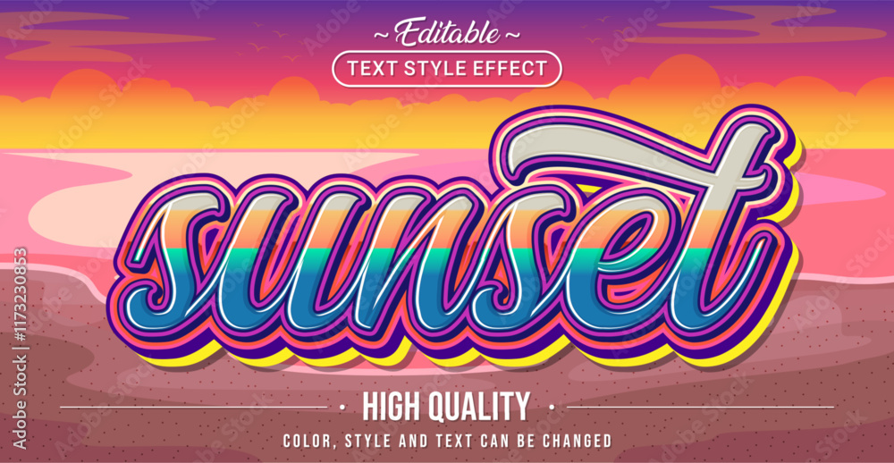 Poster Editable text style effect - Sunset text style theme.