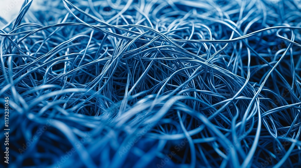 Aufkleber tangled blue cables creating complex network connection