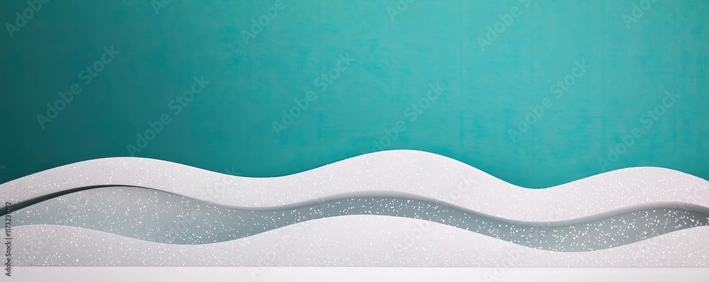 Poster glitter abstract background idea. stylish abstract waves in white and teal create a modern and minim