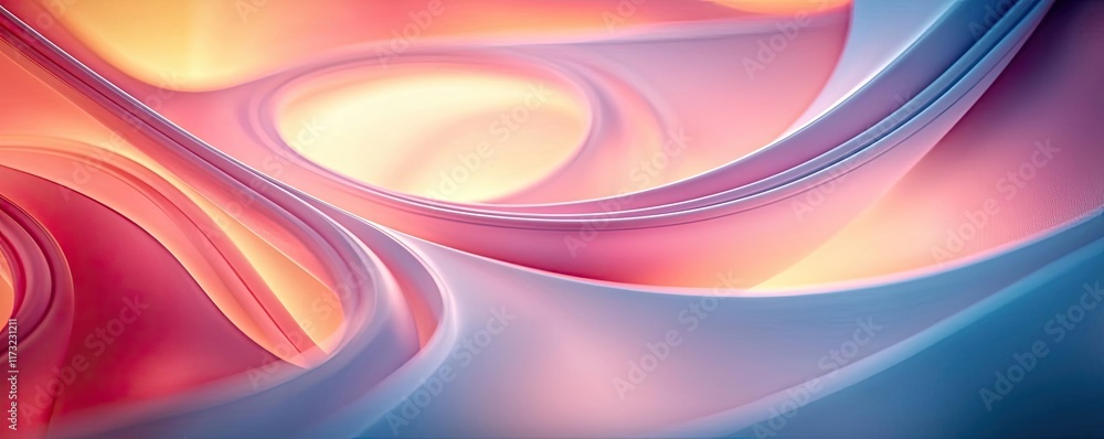 Poster neon abstract background concept. a vibrant abstract composition of flowing waves in soft hues of pi