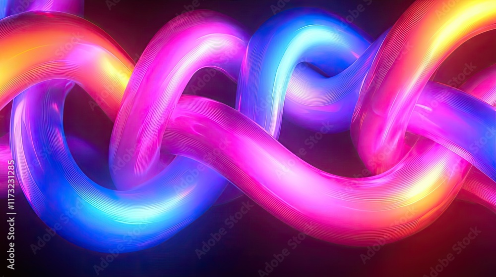 Poster neon abstract background concept. vibrant neon chain links create a mesmerizing pattern of colorful 