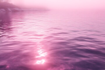 Obraz premium Pink lake, misty sunrise reflection.