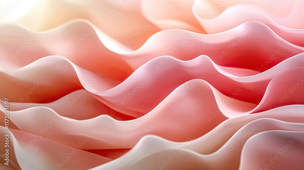 Poster pastel abstract background idea. soft, flowing waves of pink fabric create a delicate and calming vi