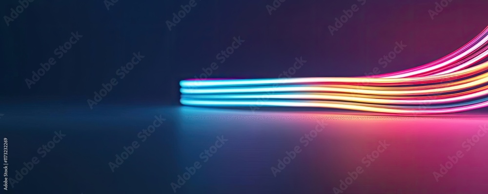 Poster neon abstract background concept. colorful neon light trails create a modern, dynamic background eff
